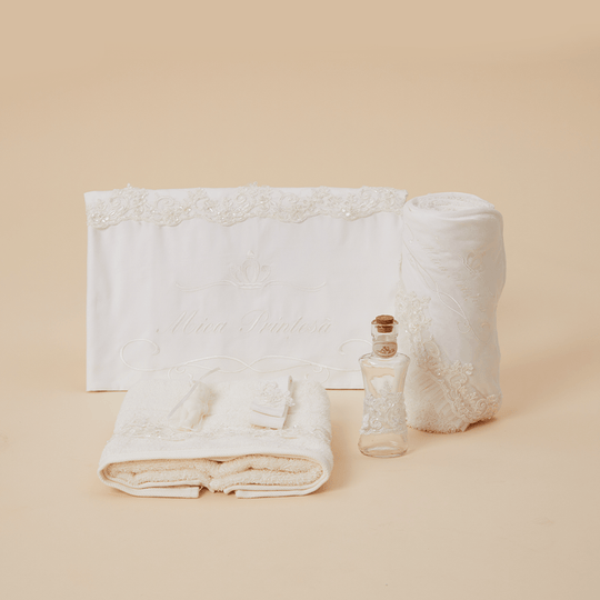 Trusou Evelina Cream Luxury Lace With Pearls Little Princess Christening Girls AnneBebe 