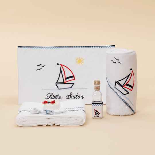 White Sailor Suit With AnneBebe Boat Print