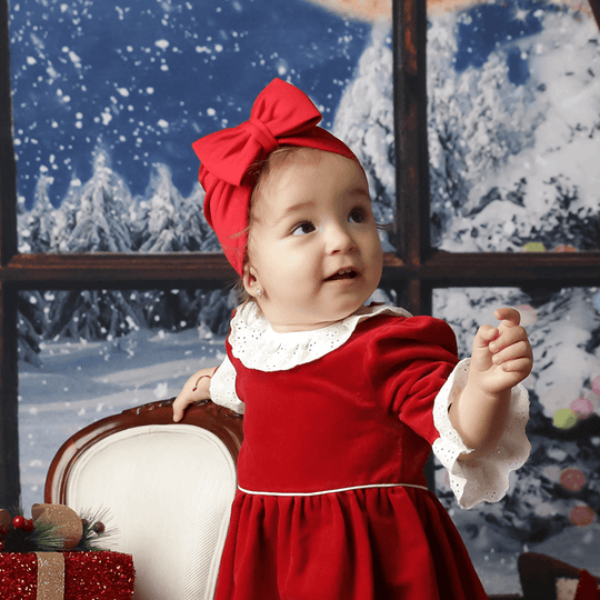 Червоний в'язаний тюрбан AnneBebe Girls з бантом 